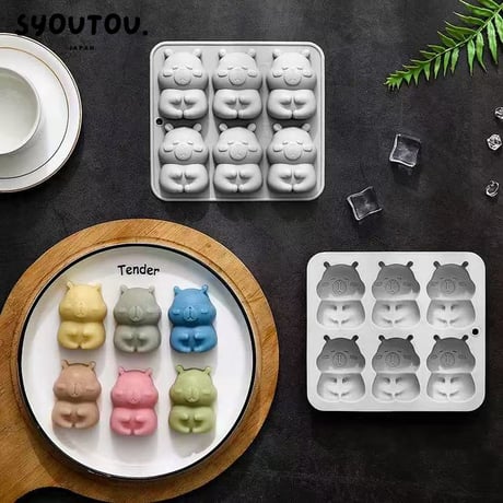 カピバラ シリコンモールド型  可愛い 水豚 動物 ぶた ネズミ 抜き型