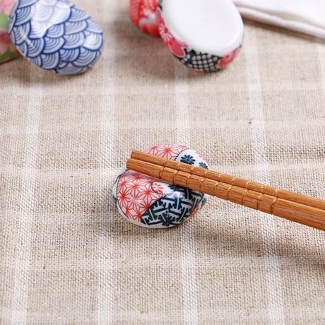和風 楕円形 箸置き 6色セット 花柄 和食器 可愛い 花 箸置き 陶器製 箸置き