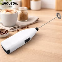 ホワイト 電動ミニクリーマー カプチーノミルクフォーマー 電池2本を付き