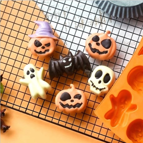 ハロウィン　シリコンモールド型　かぼちゃ　蝙蝠　幽霊　鬼　抜き型