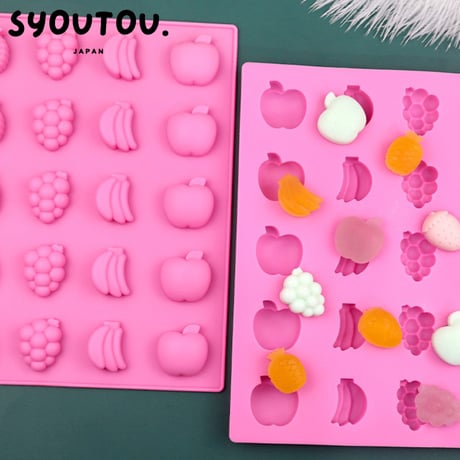 ミクス　果物　スフルーツ シリコンモールド型 果物 いちご パイナップル ぶどう バナナ りんご