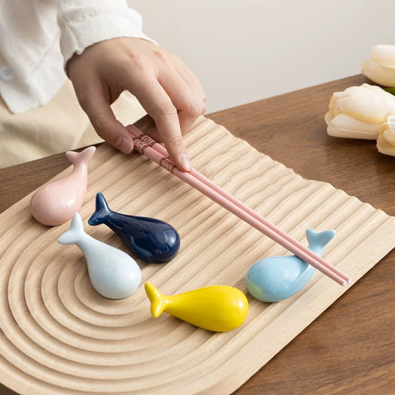 鯨 箸置き 5色セット 魚 和食器 可愛い クジラ 箸置き 動物 陶器製