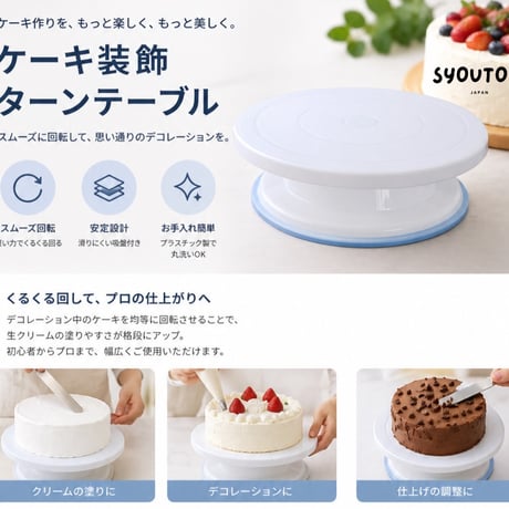プラスチック ホワイト デコ回転台 クールスタンド デコレーション台