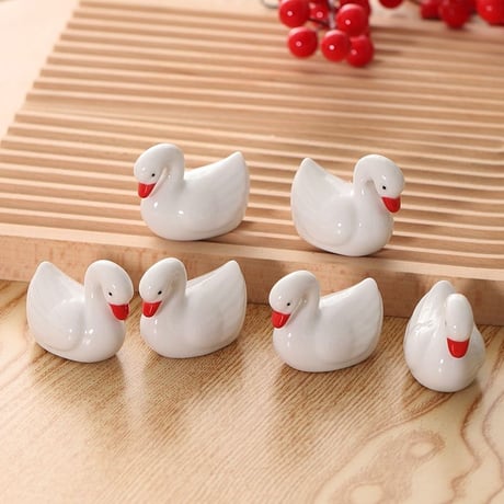白鳥 箸置き 5個セット 和食器 可愛い ハクチョウの箸置き　カモ アヒルちゃん 天鵝 陶器製