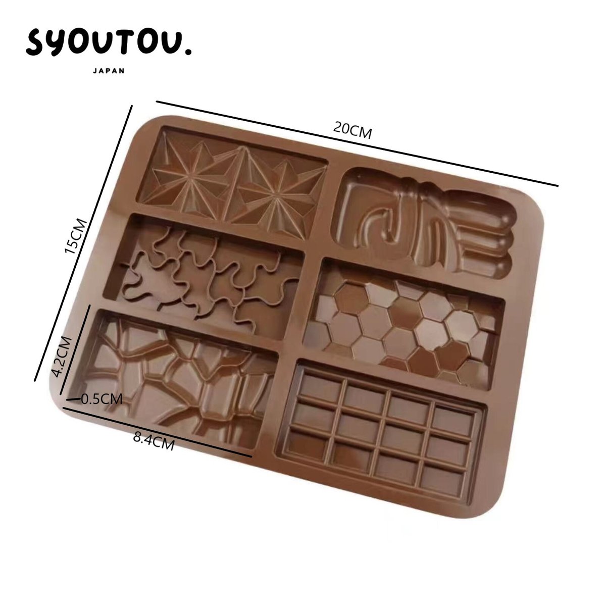 6種類 板チョコ シリコンモールド型 タイル チョコ型 バレンタイン