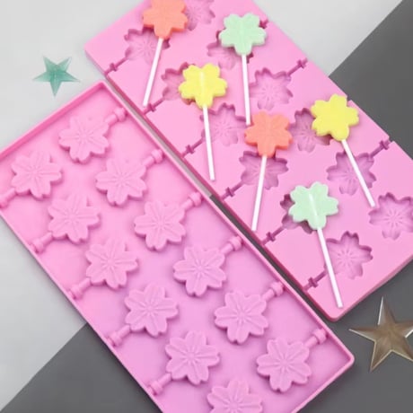 桜 ロリポップ　シリコンモールド型　棒付き　ロリポップ型 花型　はなの形　キャンディー型