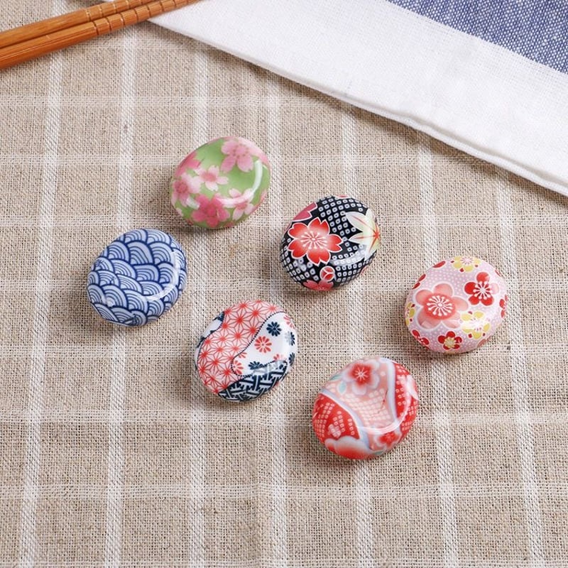 和風 楕円形 箸置き 6色セット 花柄 和食器 可愛い 花 箸置き