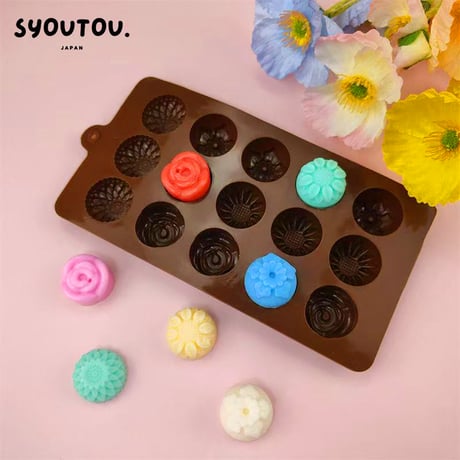 4種類花　シリコンモールド型 薔薇　バラ型　ひまわり 　あさがお 蓮 ロータス