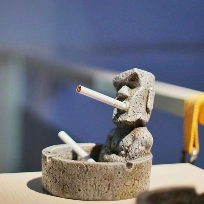 モアイ像 石像 灰皿 タバコ 葉巻 喫煙 グッズ 小物入れ 卓上 飾り