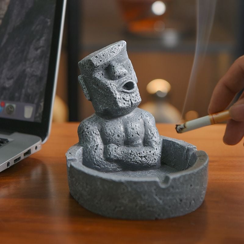 モアイ像 石像 灰皿 タバコ 葉巻 喫煙 グッズ 小物入れ 卓上 飾り