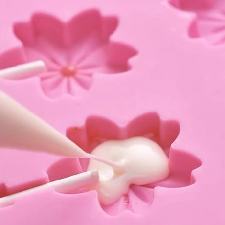 桜 ロリポップ　シリコンモールド型　棒付き　ロリポップ型 花型　はなの形　キャンディー型