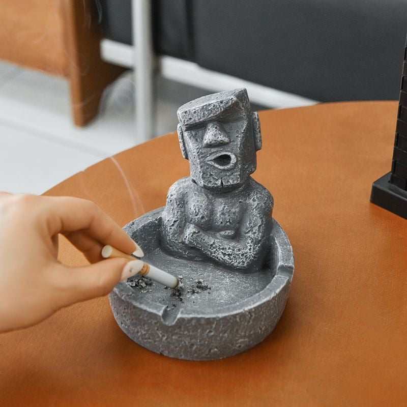 モアイ像灰皿 モアイ像 石像 灰皿 タバコ 葉巻 喫煙 グッズ 小物入れ 卓上 飾り