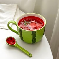 スイカ カップ スプーン セット 西瓜 陶瓷器 マガカップ 耐熱 耐冷 夏日限定