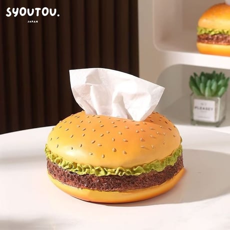 ハンバーガー　ティッシュケース おしゃれ 肉厚　ビーフバーガー　ケース