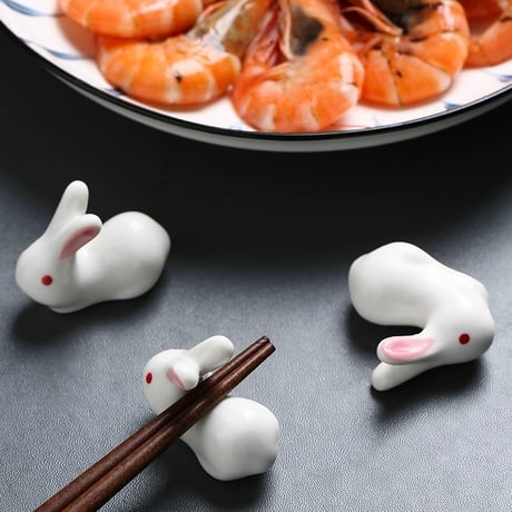 うさぎ　箸置き 6匹セット ウサギ 白兎 和食器 可愛い 兎の箸置き 陶器製