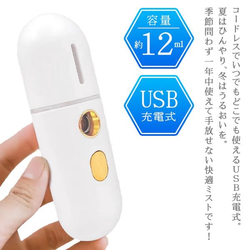 充電式ハンディミスト 12ml ハンディミストスプレー 顔用 加湿器