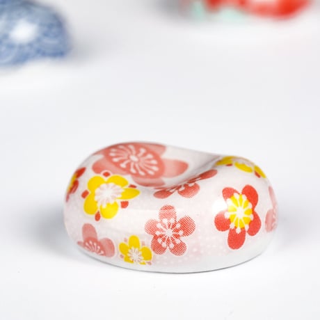 和風 楕円形 箸置き 6色セット 花柄 和食器 可愛い 花 箸置き 陶器製 箸置き