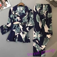 リーフ柄ガウンパジャマ/ルームウェア/2色展開/M.L.XL/2020SS