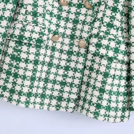 グリーン×ホワイトツイードジャケット/セットアップ/XS〜L/2022SS