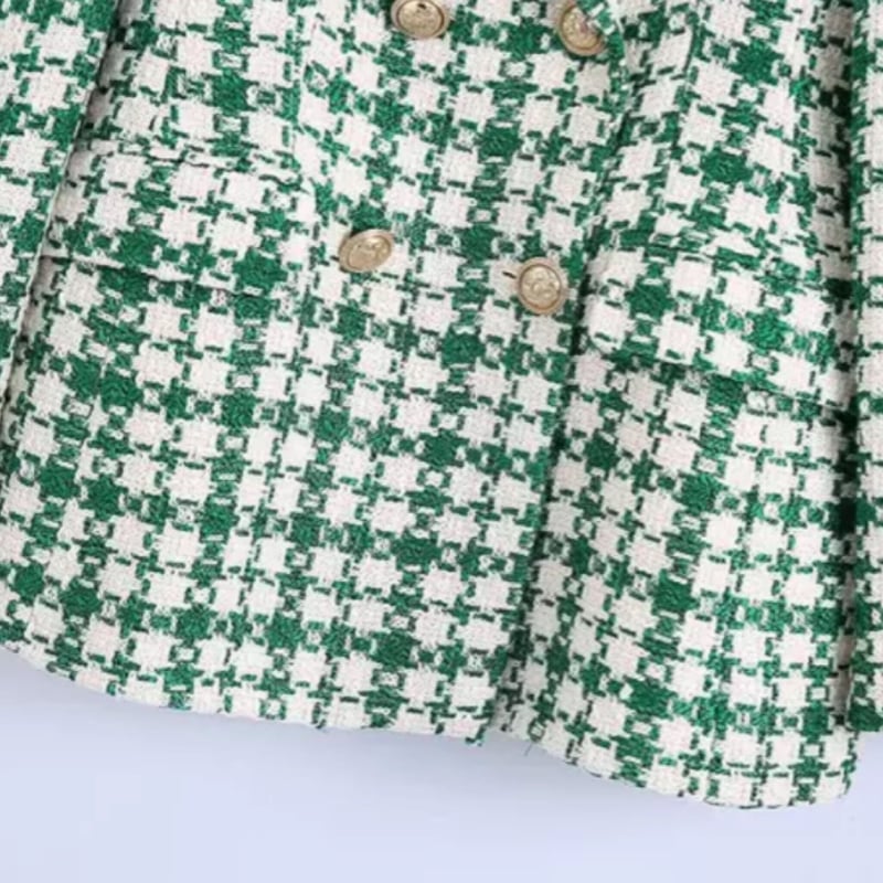 グリーン×ホワイトツイードジャケット/セットアップ/XS〜L/2022SS