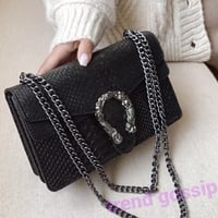アンティーク調Uバックルクロコチェーンバッグ/鞄/4色展開/2019AW