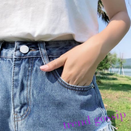 【BlackM即納】サイドダブルストラップカットオフデニムショートパンツ/2色展開/S～XL/2020SS