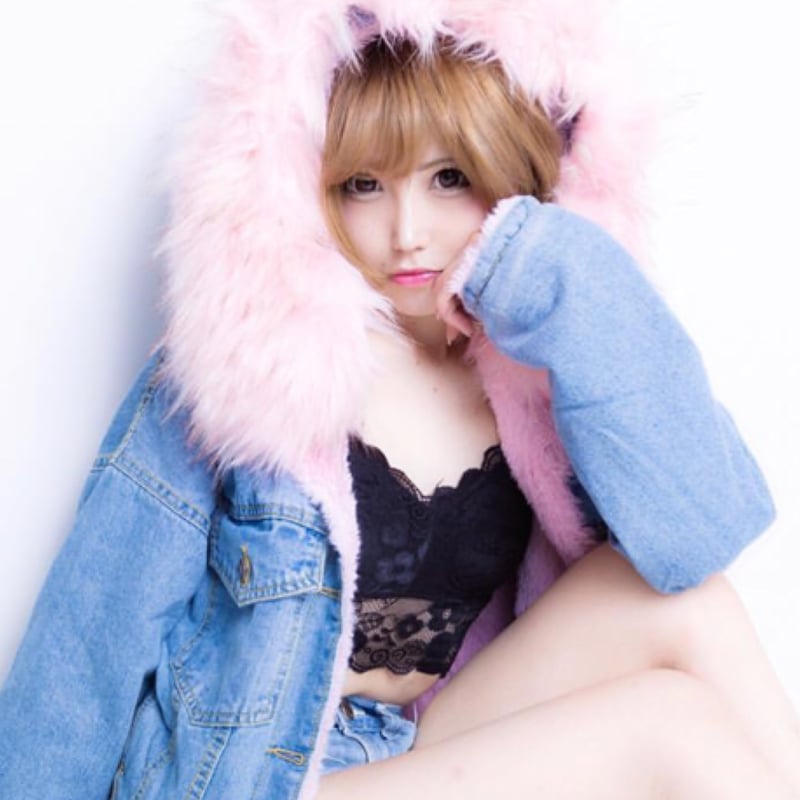 microwave★　アウター　デニム　ファー　ブルゾン　異素材　個性的 異素材MIXデニムジャケット デニムジャケット 異素材MIXジャケット 首