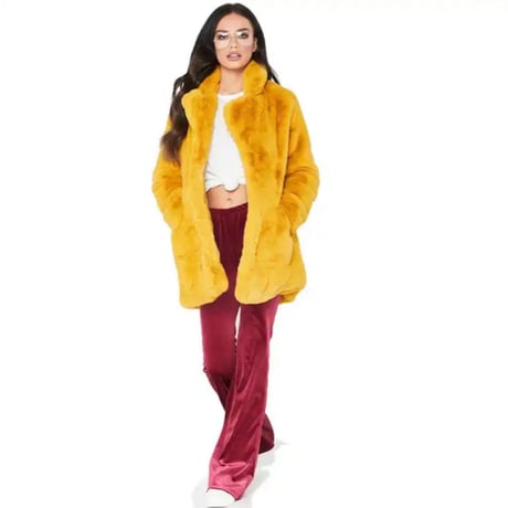 カラーファーロングジャケット/ファーコート/4色展開/S～XXXL/AW