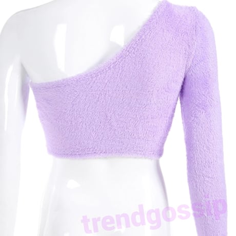 ワンショルモヘアパープルクロップドTOPS/2色展開/ S.M.L