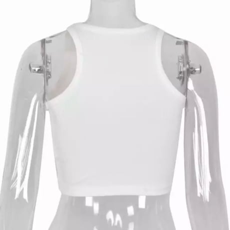 【送料無料】ダブルクロスクロップドリブタンクトップ/4色展開/S.M.L/2023SS