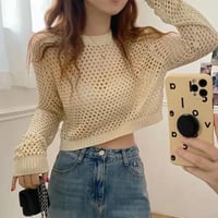 ざっくり編みメッシュクロップドニット/4色展開/ワンサイズ/2023AW