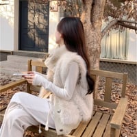 ハイネックニットファーベスト/2色展開/S.M.L/2023AW