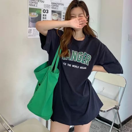 RANGARグリーンロゴオーバーサイズTシャツ/3色展開/S.M.L/2023SS