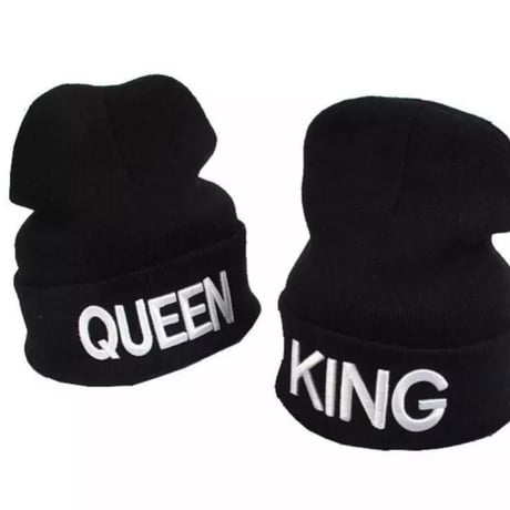 【即納】KING&QUEENニット帽/帽子/バーニー/カップルお揃い