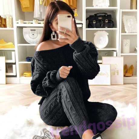 リラックスケーブルニットセットアップ/5色展開/S～XXXL