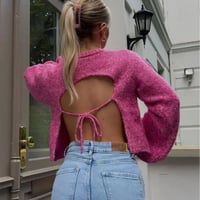 バックトリムバルーンスリーブニット/2色展開/S.M.L/2023AW