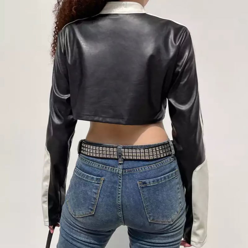 クロップドレザーレーサージャケット/S.M.L/2022SS | trendgossip クロップドレザーレーサージャケット/S.M.L/2022SS | trendgossip