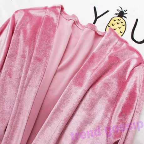 フラワーレースピンクベルベットルームウェア6点セット/ベロア/ガウン/部屋着/セクシー/S～XXL/2019AW