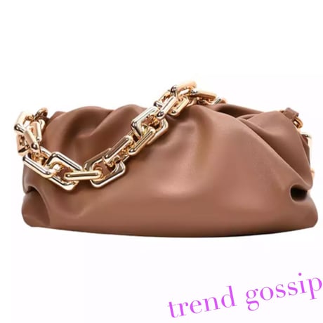 ゴールドチェーンくしゅくしゅショルダーバッグ/鞄/Bag/6色展開/2020SS