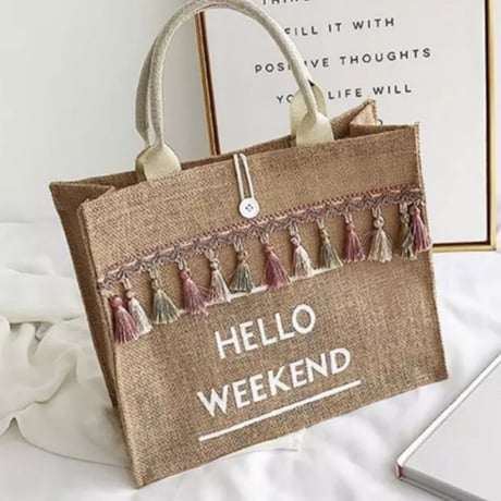 【即納】HELLOWEEKENDタッセルリネントートバッグ/鞄/2色展開/2020SS