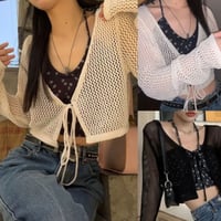 メッシュショート丈サマーカーディガン/3色展開/ワンサイズ/2023SS