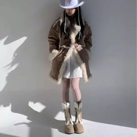 ダブルソールファー付きレースアップムートンブーツ/2色展開/2022AW