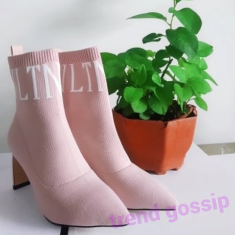 ホワイトロゴニットショートブーツ/2色展開/22.5～26cm/2019AW