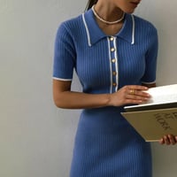 ポロリブニットクラシックワンピース/S.M.L/2023SS