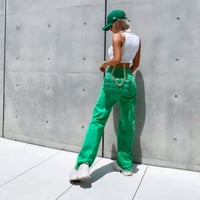 【Pink XS即納】ハイウエストボーイフレンドカラーデニム/ジーンズ/4色展開/XS〜L/2021SS