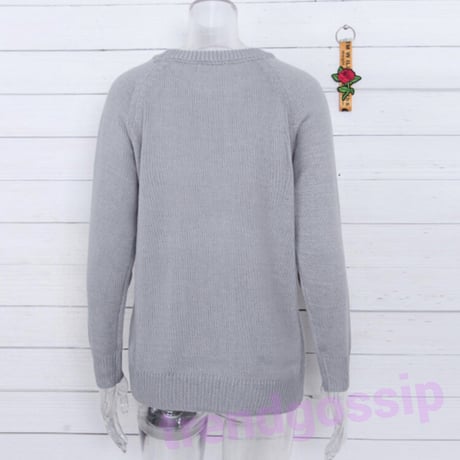 フロントハートケーブルニット/4色展開/S～XL