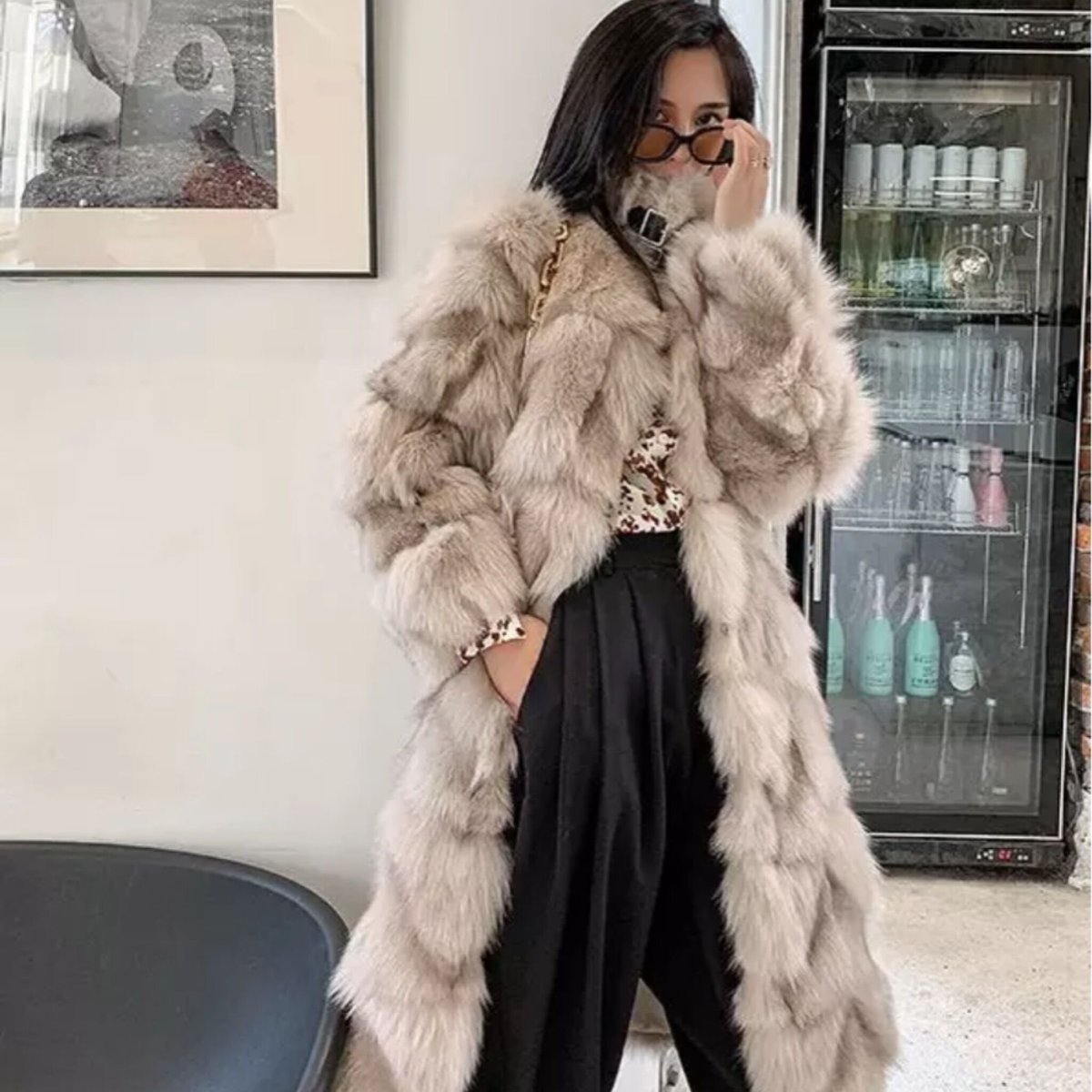 ゴージャスパッチワークファーロングコート/2色展開/XS〜 XL/2022AW