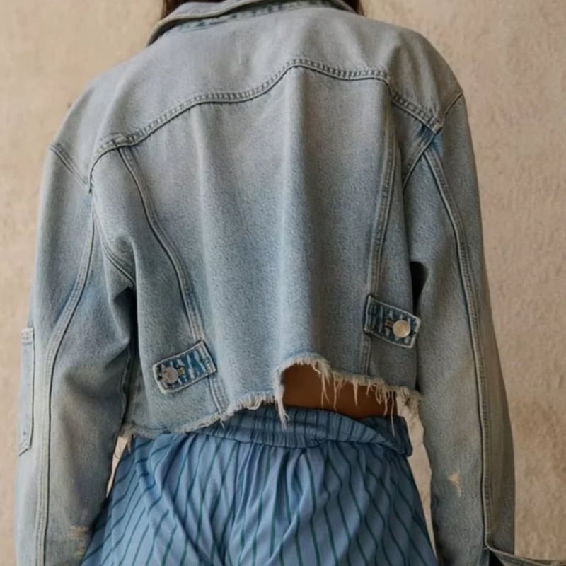 カットオフアイスブルーデニムジャケット/XS〜L/2023SS | trendgossip