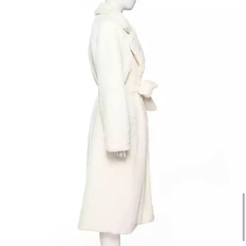 ホワイトファーロングガウンコート/エコファー/S〜XXL/2021AW