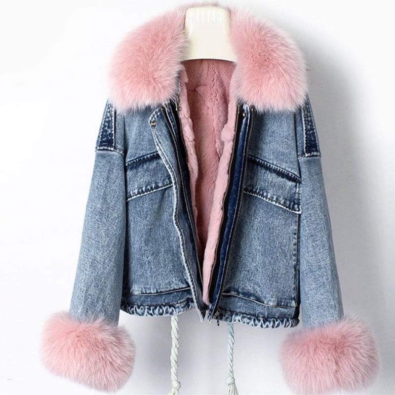 ボリュームカフス&インナーファーワークデニムジャケット/アウター